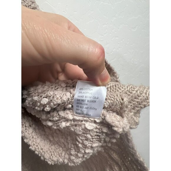 Pol Chunky Boucle Knit Taupe Beige Hoodie Sz Large Oversized - Picture 5 of 7